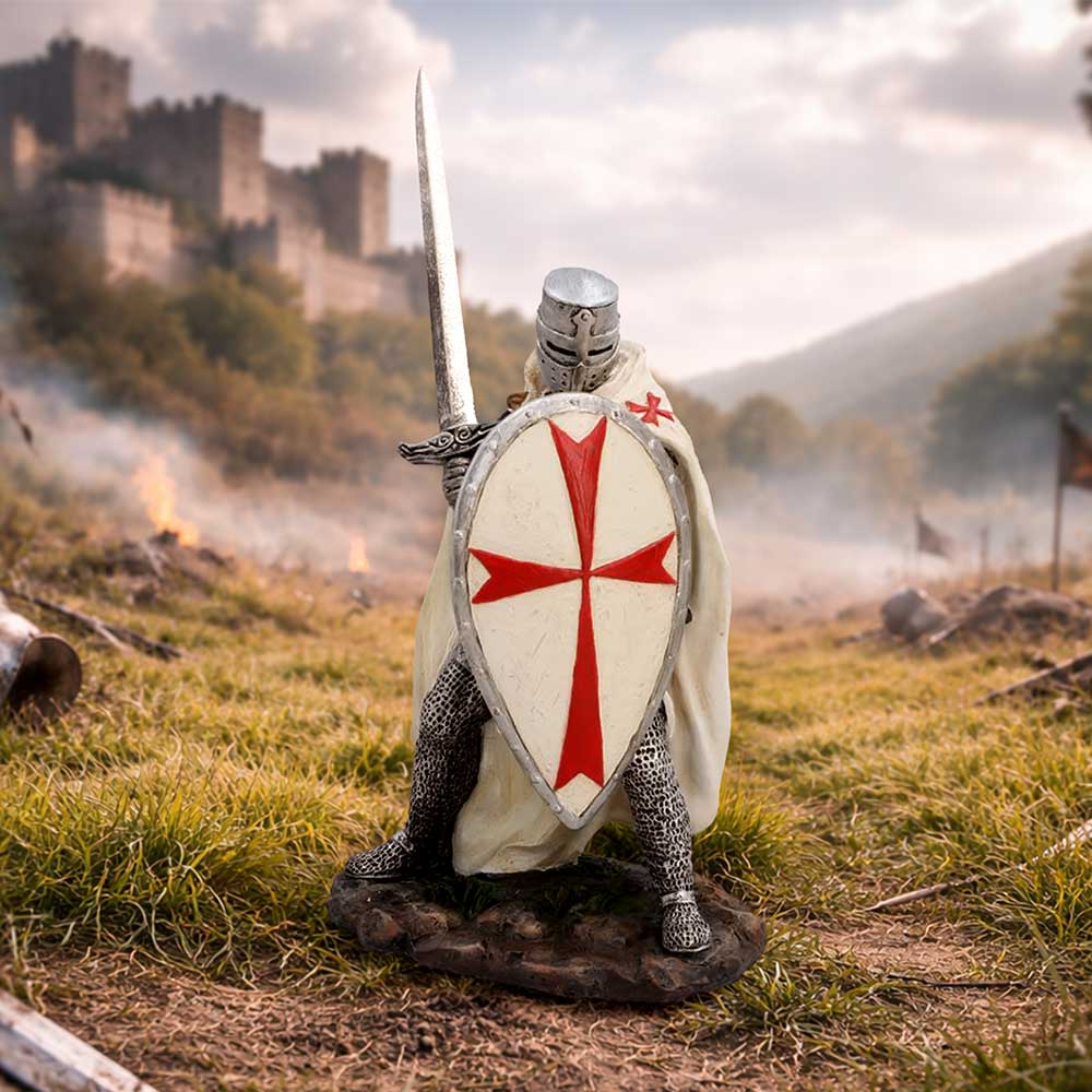 Nemesis Now Knight Templar figurine, 18.5cm tall, detailed medieval knight sculpture with armor and sword, collectible fantasy figurine