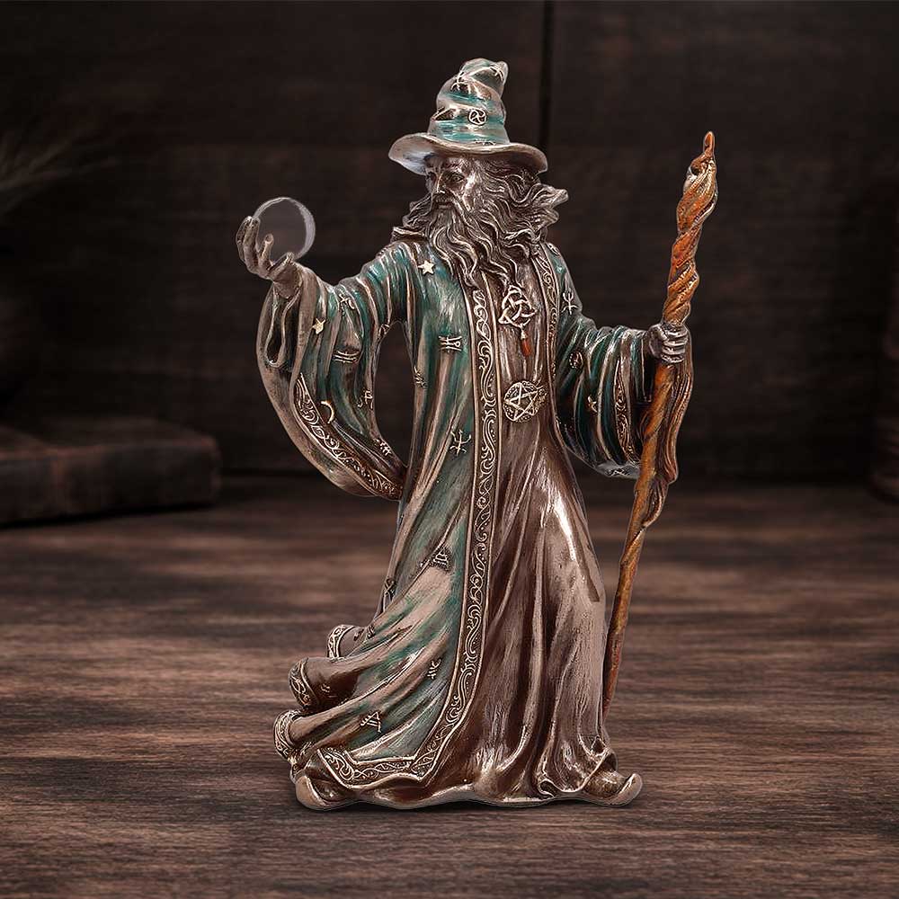 Nemesis Now Sorcerer 20cm figurine featuring a mystical character with detailed robes and magical staff, perfect for fantasy collectors.