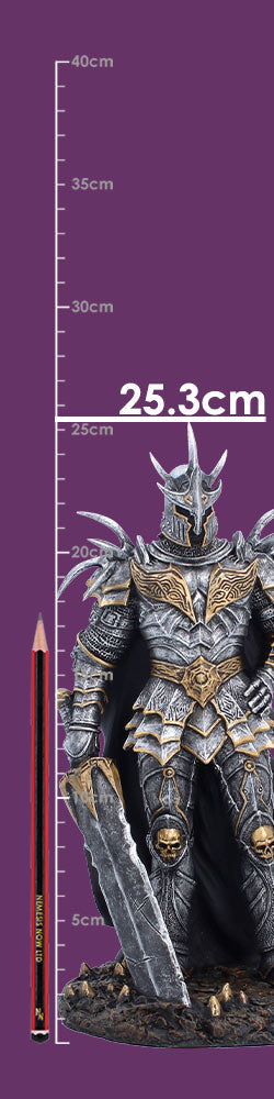 Nemesis Now Underworld Warrior figurine, 25.3cm tall, detailed fantasy character sculpture with armor and weapon design.