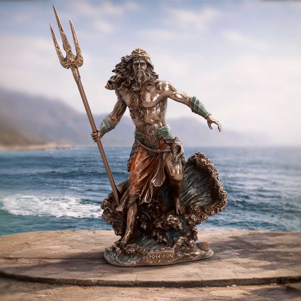 Nemesis Now Poseidon Greek God of the Sea figurine, 25.2cm, detailed sculpture of the mythological sea god with trident and flowing beard.