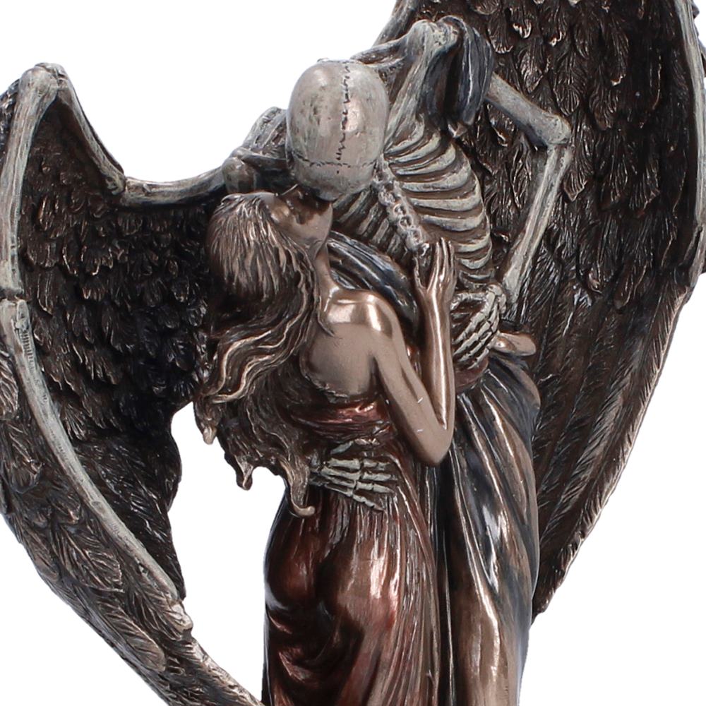 Nemesis Now The Kiss of Death 25.7cm figurine featuring a dark, detailed skeletal figure with wings and intricate design.