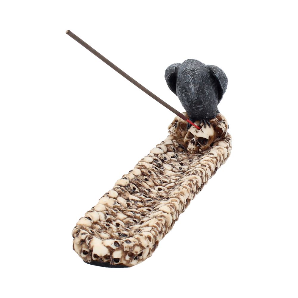 Raven Perched On A Skull Incense Holder 25cm