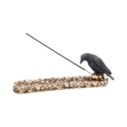 Raven Perched On A Skull Incense Holder 25cm