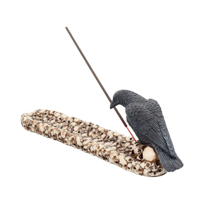 Raven Perched On A Skull Incense Holder 25cm