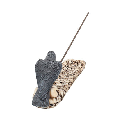 Raven Perched On A Skull Incense Holder 25cm