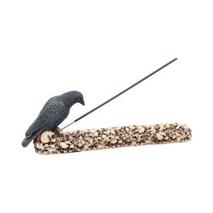 Raven Perched On A Skull Incense Holder 25cm