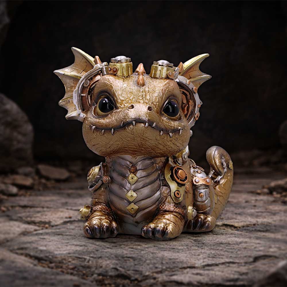 Nemesis Now Gearling gold figurine, 15cm tall, detailed fantasy character sculpture with intricate design and metallic finish.