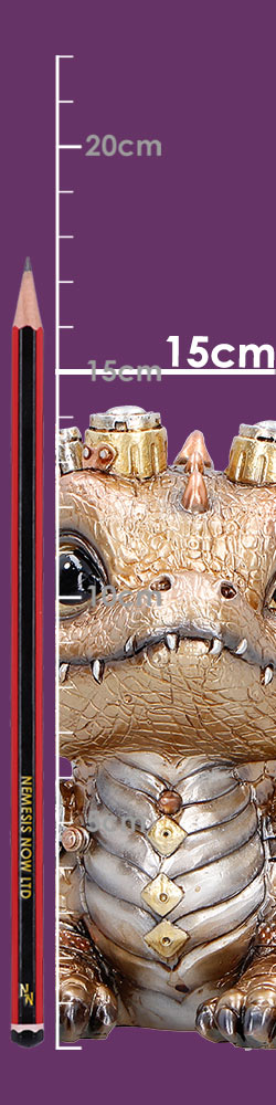 Gold Gearling figurine by Nemesis Now, 15cm tall, detailed dragon sculpture with intricate scales and fierce expression.