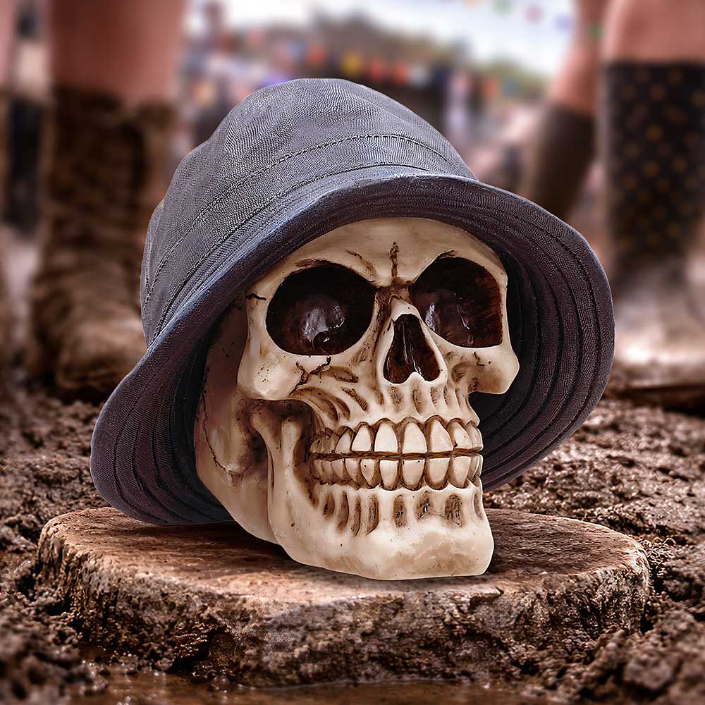 Nemesis Now Mad For It Bucket Hat Skull figurine, detailed miniature sculpture with a stylish hat and skull design.