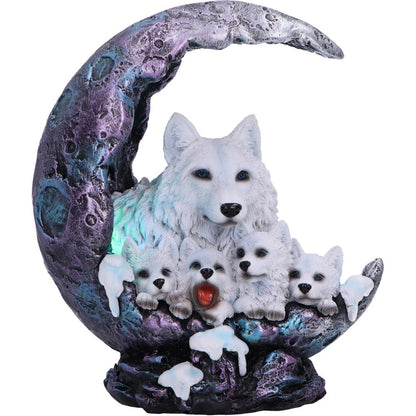 Winter Moon Wolf Ornament with LED 20cm