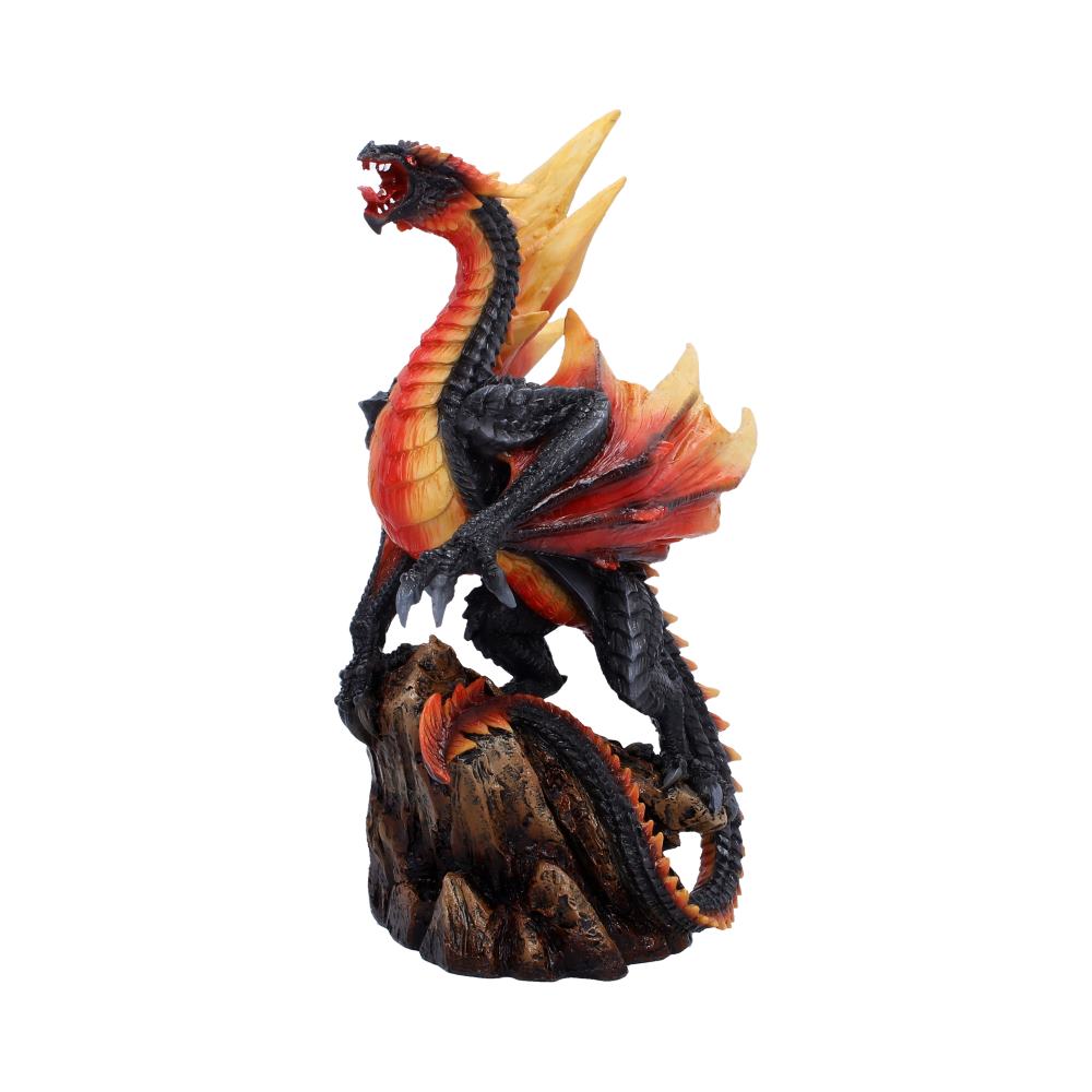 Nemesis Now Obsidian Inferno figurine displayed, detailed dark-colored fantasy sculpture measuring 23.7cm.