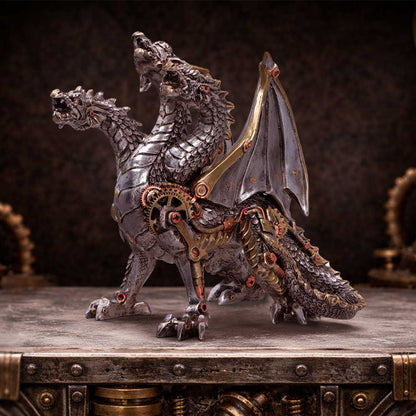 Nemesis Now Cogwork Trinity figurine, a detailed 23cm steampunk-inspired mechanical sculpture with intricate gears and metalwork.