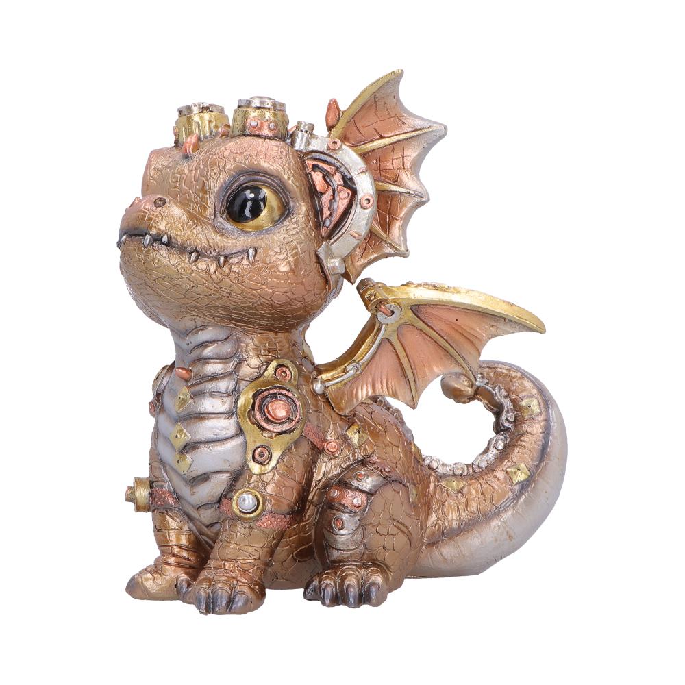 Nemesis Now Coglet gold figurine, 17.5cm tall, detailed sculpture of a small mythical creature on a base.
