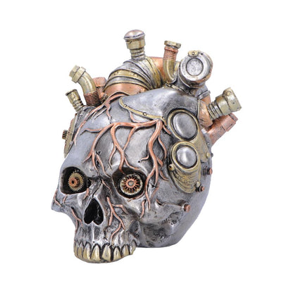 Silver Cardiac Cranium figurine by Nemesis Now, 17.5cm, featuring detailed gothic skull design with intricate surface textures.