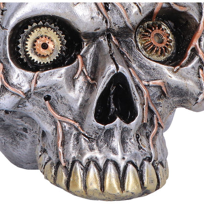 Silver Cardiac Cranium figurine by Nemesis Now, 17.5cm tall, detailed sculpted skull with intricate design and metallic finish.