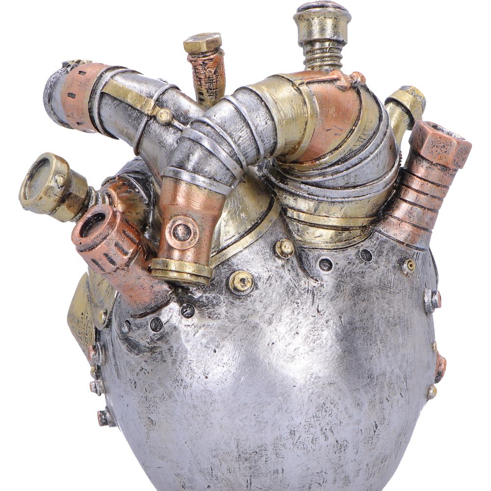 Silver Cardiac Cranium figurine by Nemesis Now, 17.5cm tall, detailed gothic-style skull sculpture with intricate design.