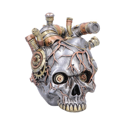 Silver Cardiac Cranium figurine by Nemesis Now, 17.5cm tall, detailed skull sculpture with intricate designs.