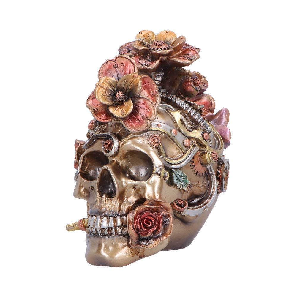 Bronze Clockwork Bloom figurine by Nemesis Now featuring intricate clockwork and floral details, 16cm tall.