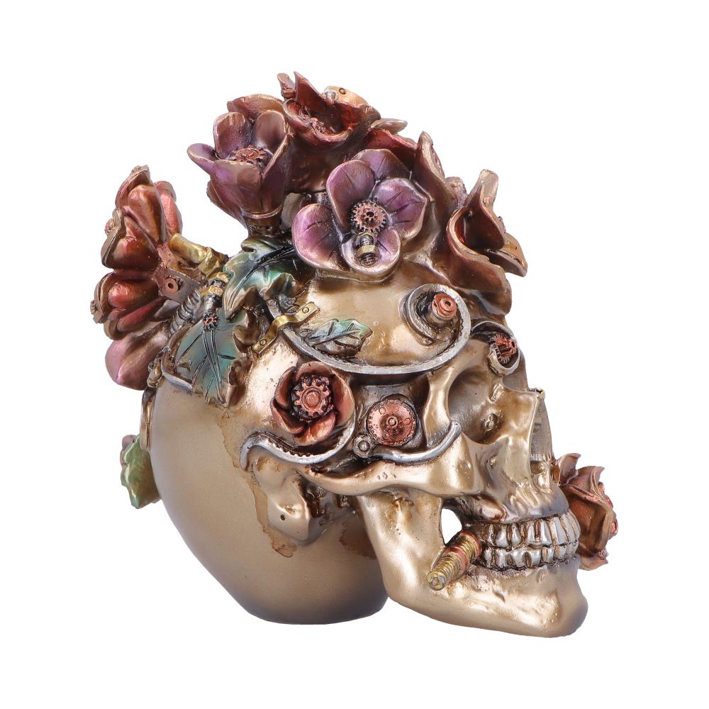 Bronze Clockwork Bloom figurine by Nemesis Now, 16cm tall, featuring intricate clockwork and floral design in a detailed sculpture.