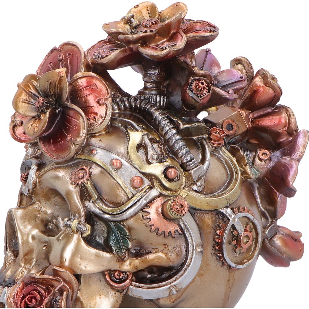 Bronze Clockwork Bloom figurine by Nemesis Now, 16cm tall, detailed steampunk-inspired flower design with intricate mechanical elements.
