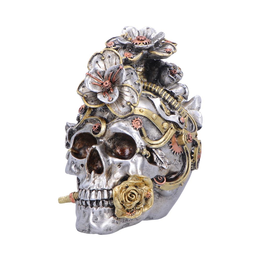 Silver Clockwork Bloom figurine by Nemesis Now, 16cm, detailed metallic flower sculpture with intricate clockwork design.