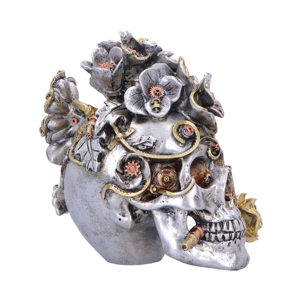 Silver Clockwork Bloom figurine by Nemesis Now, 16cm, showcasing intricate mechanical and floral details in a detailed sculpture.