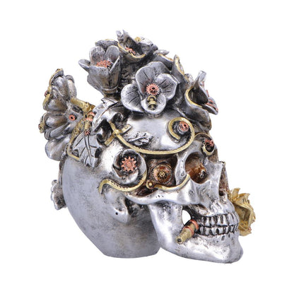 Silver Clockwork Bloom figurine by Nemesis Now, 16cm, showcasing intricate mechanical and floral details in a detailed sculpture.