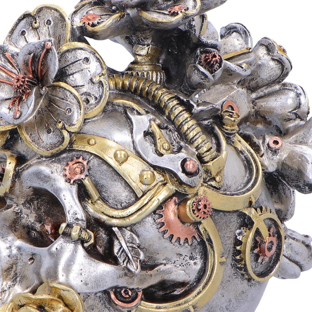 Silver Clockwork Bloom figurine by Nemesis Now, a detailed 16cm decorative metal-inspired clockwork flower sculpture.