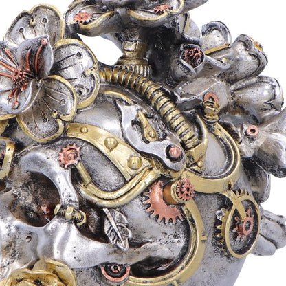 Silver Clockwork Bloom figurine by Nemesis Now, a detailed 16cm decorative metal-inspired clockwork flower sculpture.