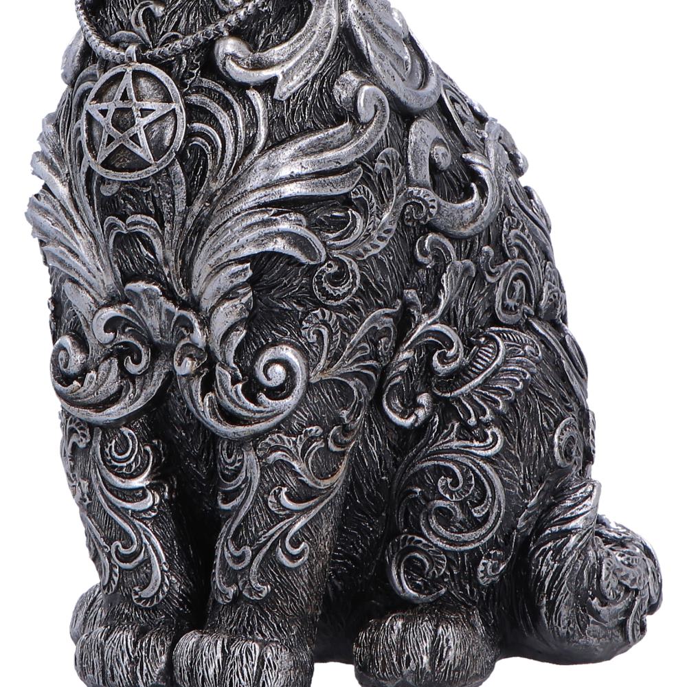 Silver Hexbound Familiar figurine by Nemesis Now, 23cm tall, detailed fantasy creature sculpture with intricate design.