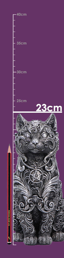 Silver Hexbound Familiar figurine by Nemesis Now, 23cm tall, detailed fantasy creature sculpture with intricate design.