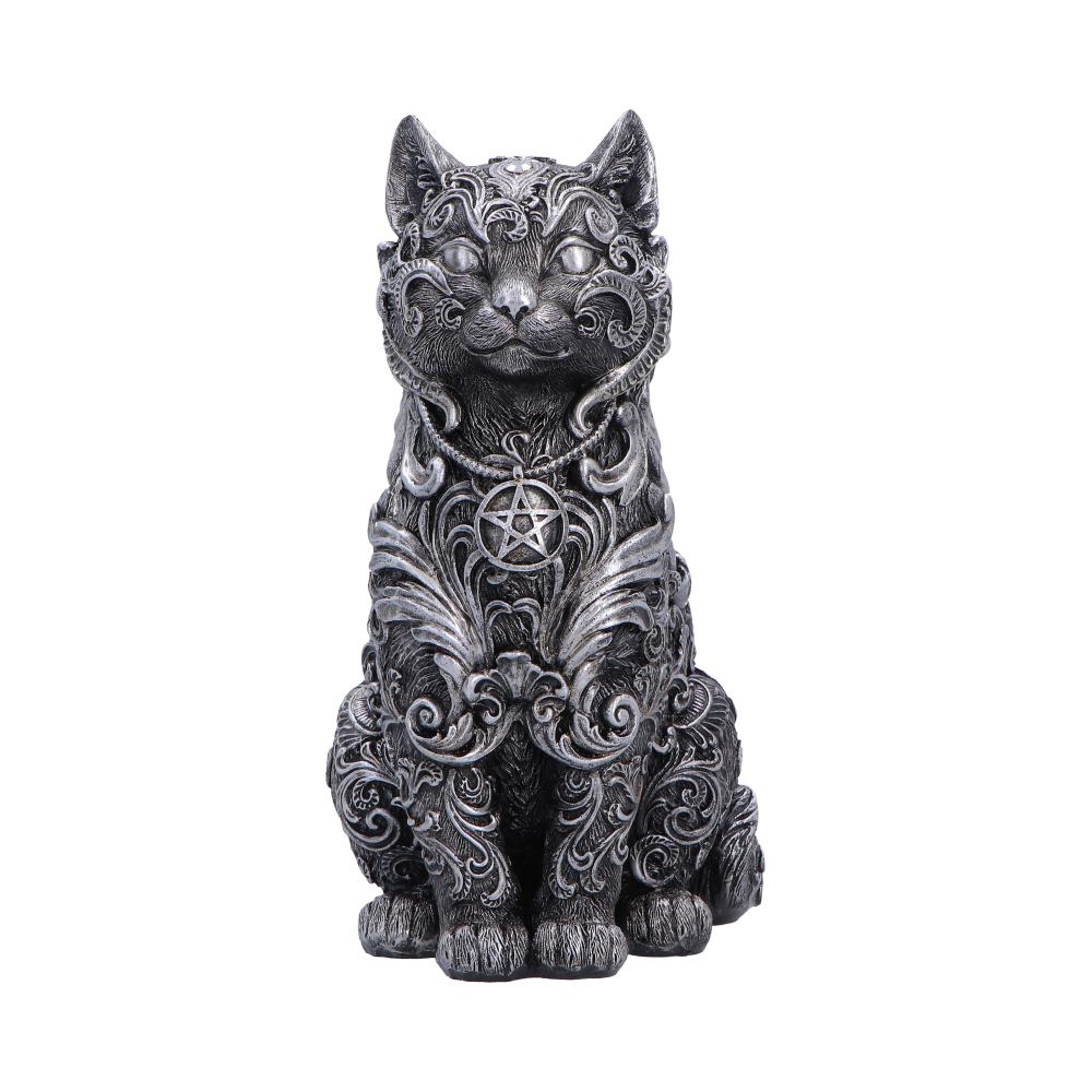 Silver Hexbound Familiar figurine by Nemesis Now, 23cm tall, detailed fantasy creature sculpture with intricate design.