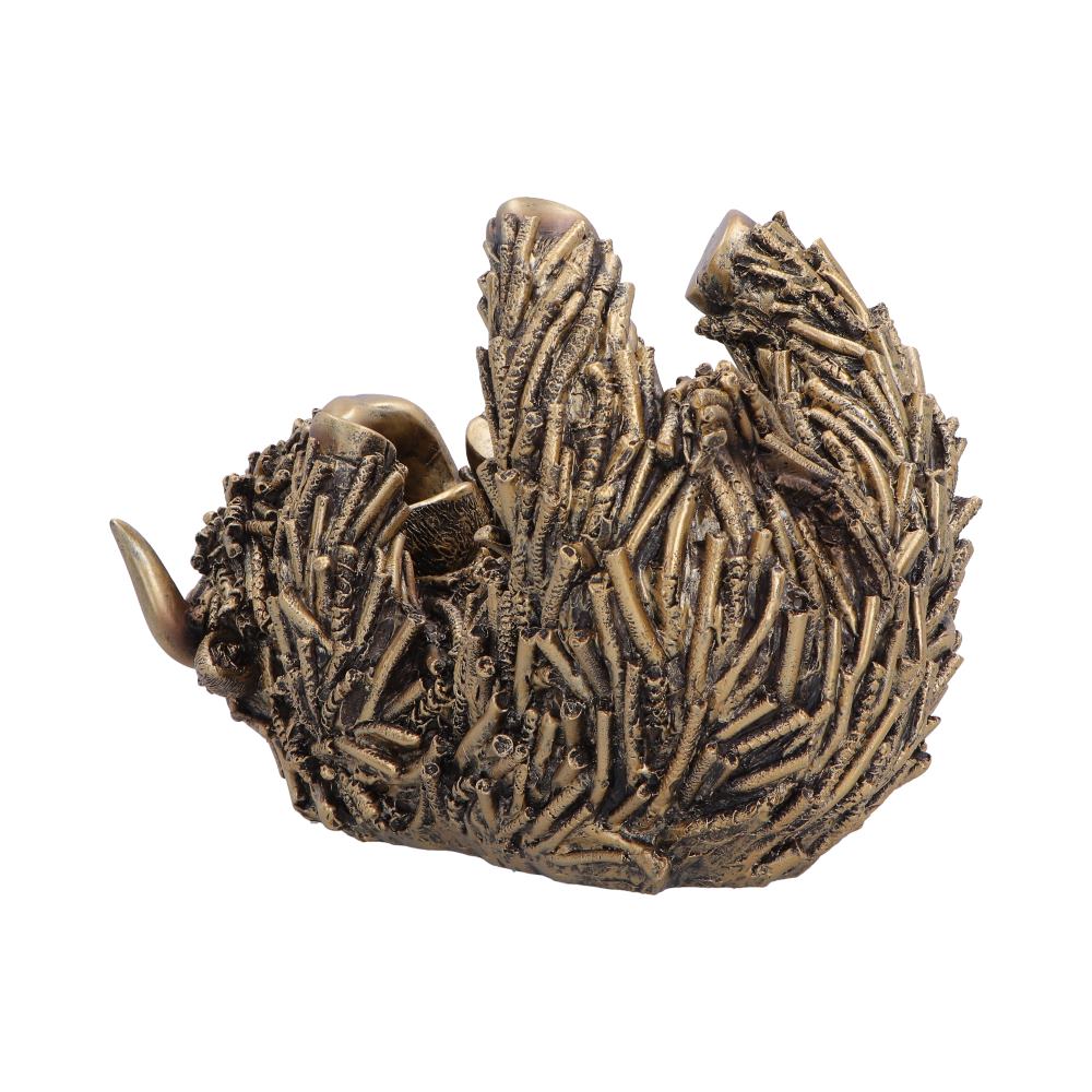 Gold Highland Cow Guzzler figurine by Nemesis Now, 17.8cm tall, detailed gold-colored Highland cow sculpture.
