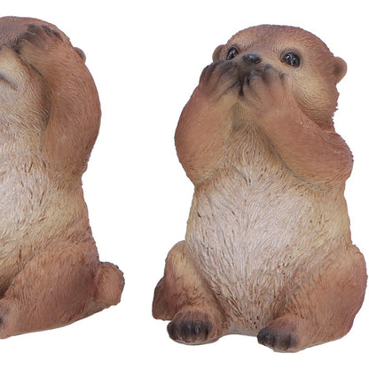 Nemesis Now Three Wise Otters figurine, 8cm, detailed ceramic sculpture of three otters sitting together.