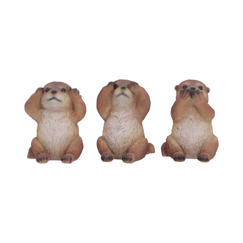 Nemesis Now Three Wise Otters figurine, 8cm tall, detailed resin sculpture of three otters sitting together.