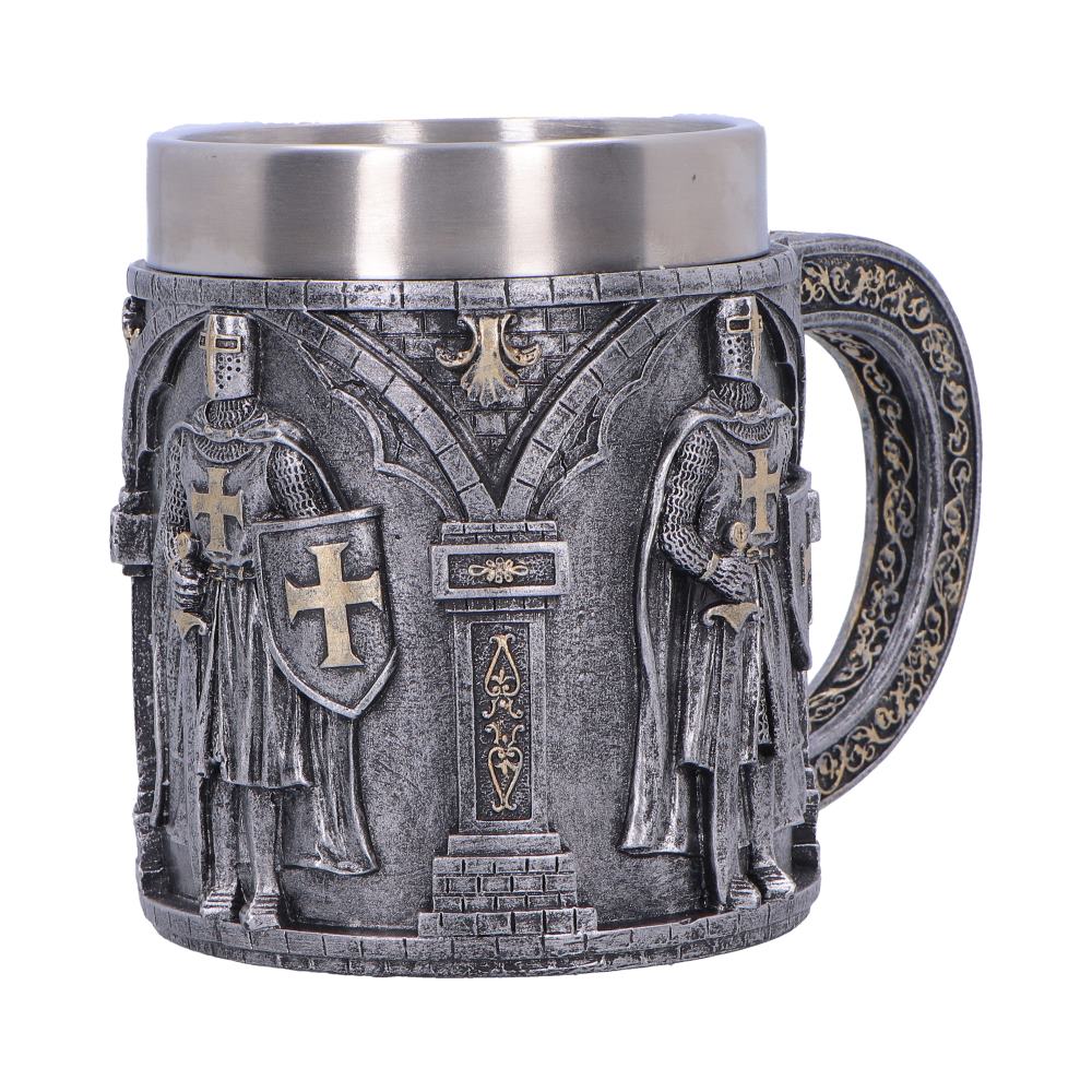 Small silver Knight in Shining Armour tankard by Nemesis Now, 11.3cm tall, featuring detailed knight design in polished metal.
