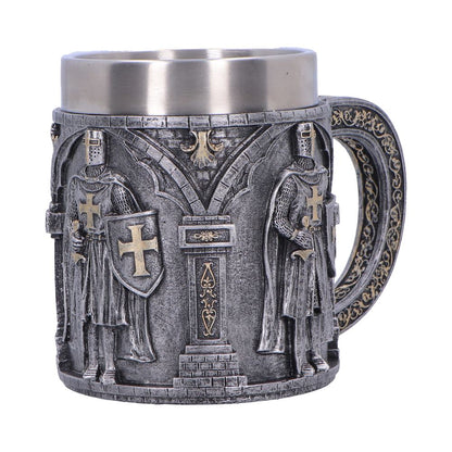 Small silver Knight in Shining Armour tankard by Nemesis Now, 11.3cm tall, featuring detailed knight design in polished metal.