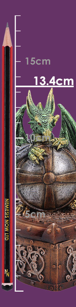 Green Nemesis Now Hoard Protector Box figurine, 13.4cm, with intricate details and a protective design, perfect for collectibles.