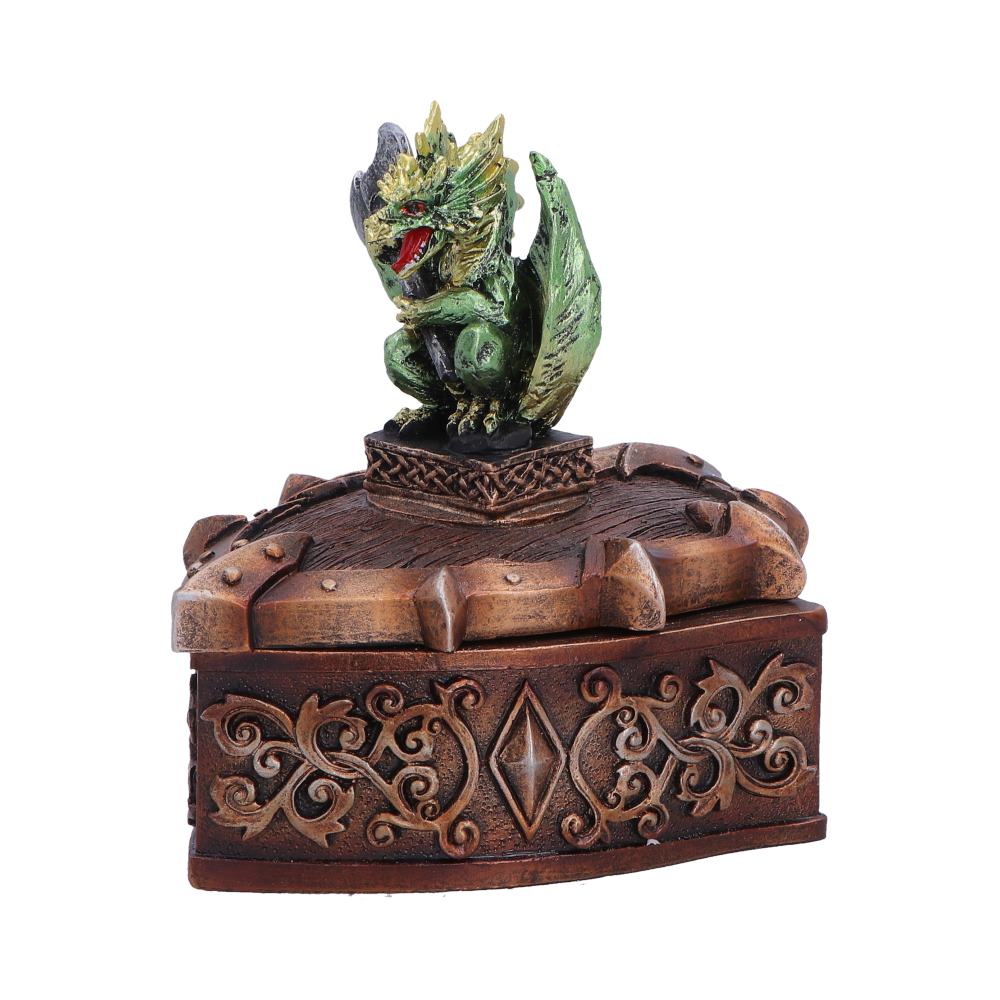 Green Nemesis Now Hoard Defender Box, 10.5cm decorative storage box with intricate design, perfect for collectibles or jewelry.