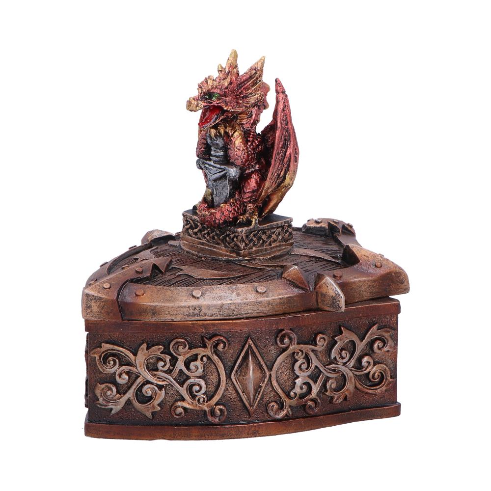 Red Hoard Defender Box by Nemesis Now, 10.5cm, featuring intricate design and sturdy craftsmanship for storage or display.