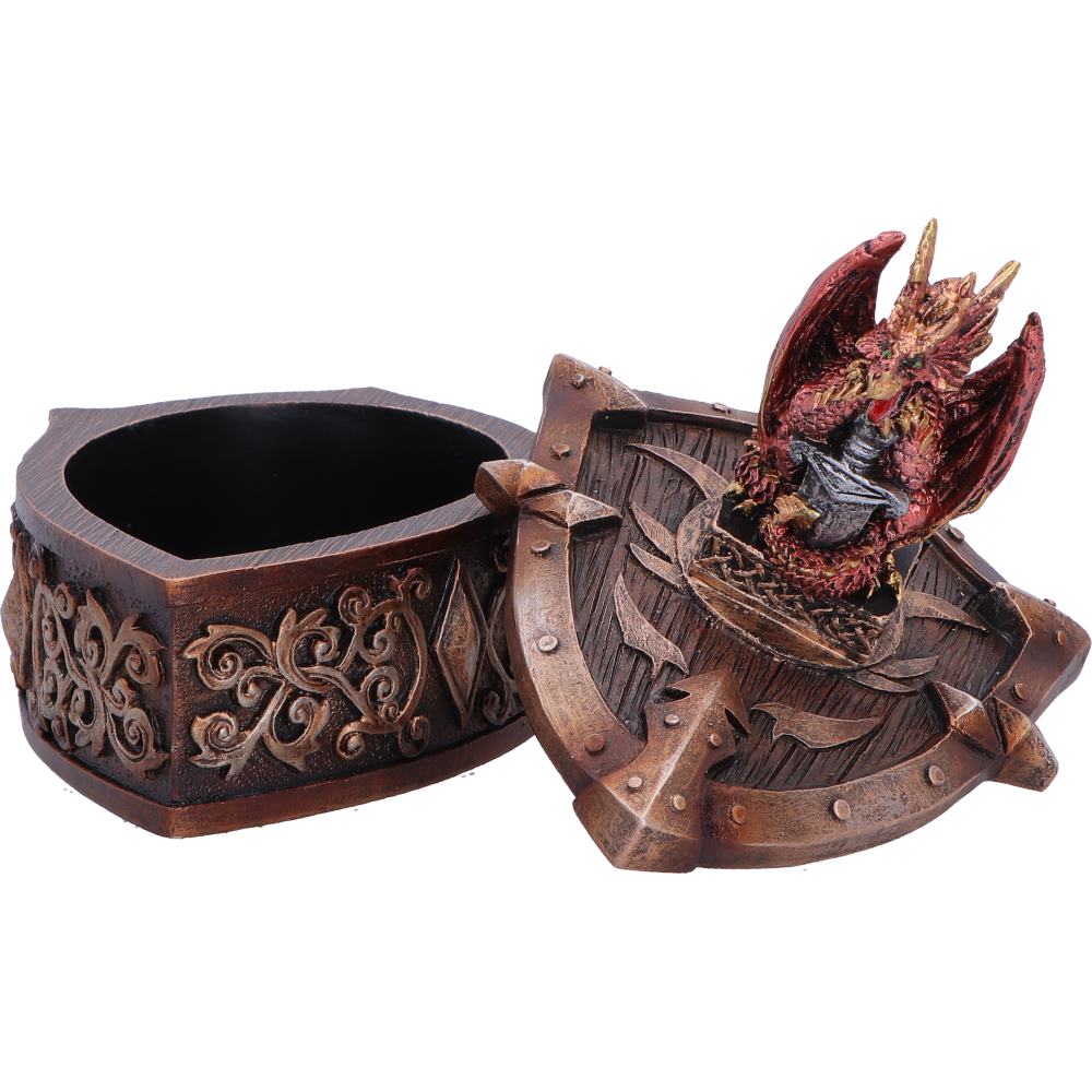 Red Hoard Defender Box by Nemesis Now, 10.5cm tall storage box with detailed design and secure lid.
