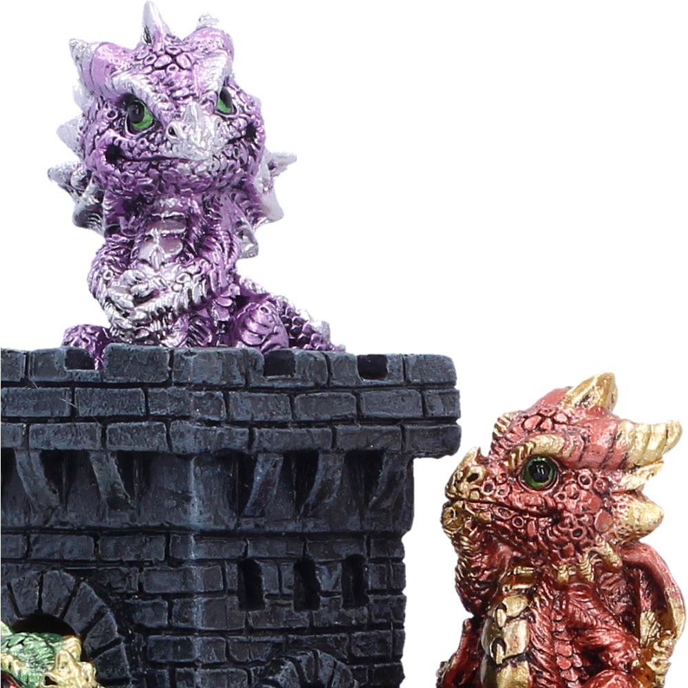 Nemesis Now Dragonlings Keep LED figurine, 18cm tall, detailed dragon figurine with glowing LED eyes and intricate sculpting.