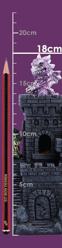 Nemesis Now Dragonlings Keep LED figurine, 18cm tall, detailed dragon figurine with LED lighting features.