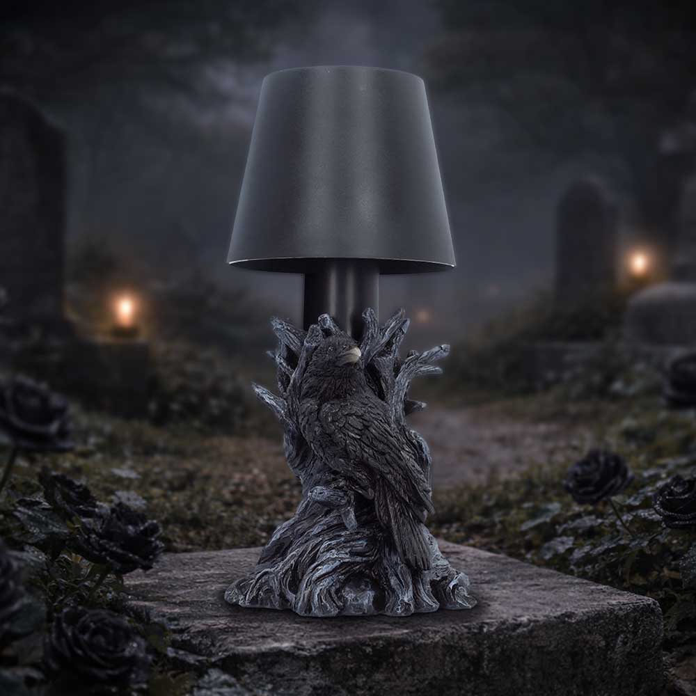Nemesis Now Nevermore Lamp, 25cm decorative lamp with intricate design, perfect for adding gothic style to any space.