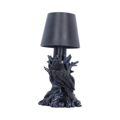 Nemesis Now Nevermore Lamp, 25cm tall, featuring a dark, gothic design with intricate detailing and a glowing light effect.