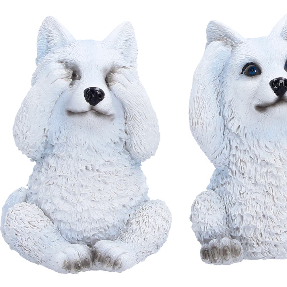 Three Wise Wolf Pups figurine by Nemesis Now, detailed 9cm sculpture of baby wolves in natural pose.