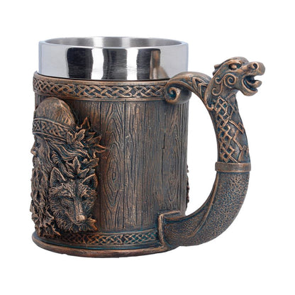 Small Til Valhalla tankard by Nemesis Now, 11.7cm ceramic mug with Norse design and detailed artwork.