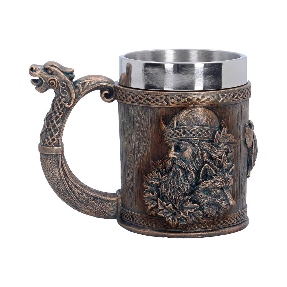 Small Til Valhalla Tankard by Nemesis Now, 11.7cm tall, featuring Norse-inspired design and detailed craftsmanship.