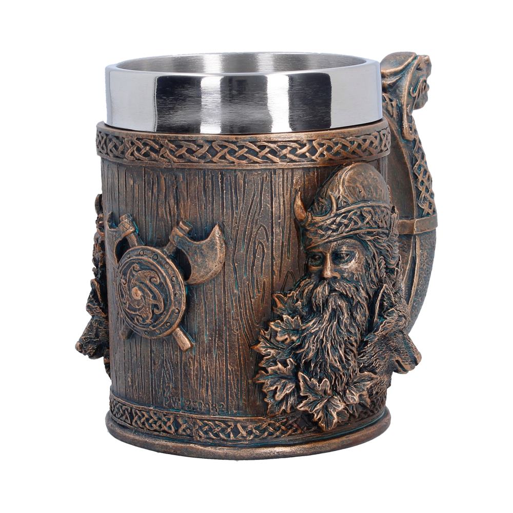 Small Til Valhalla Tankard by Nemesis Now, 11.7cm, featuring Nordic-inspired design with detailed craftsmanship.