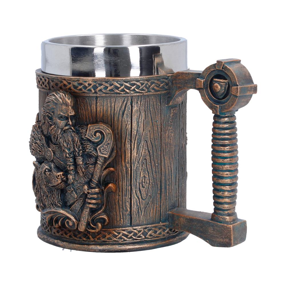 Small Nemesis Now For The Gods tankard, 12cm ceramic mug with intricate mythological design and detailed handle.
